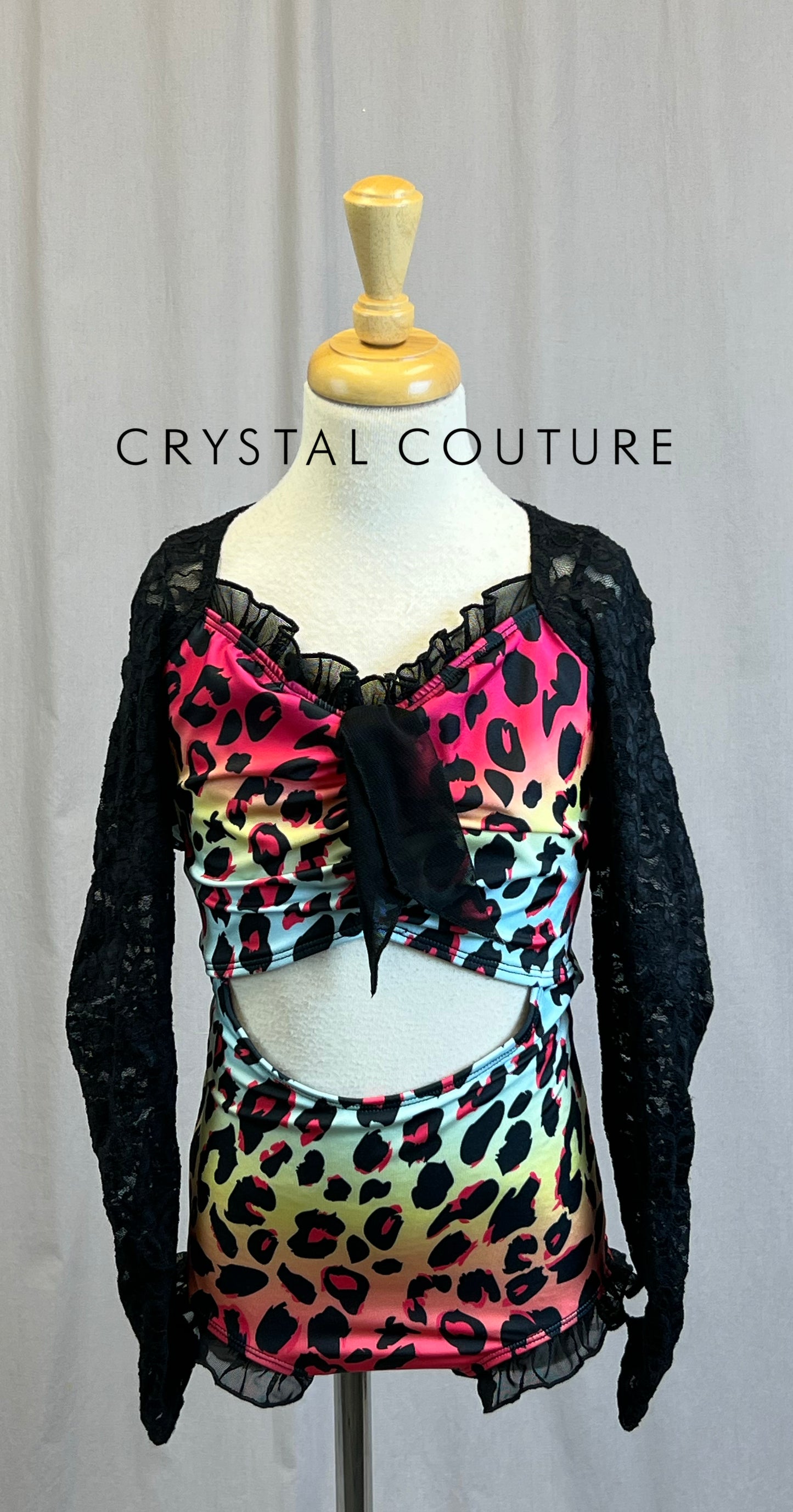 *Brand New* Black Lace and Rainbow Ombre Leotard