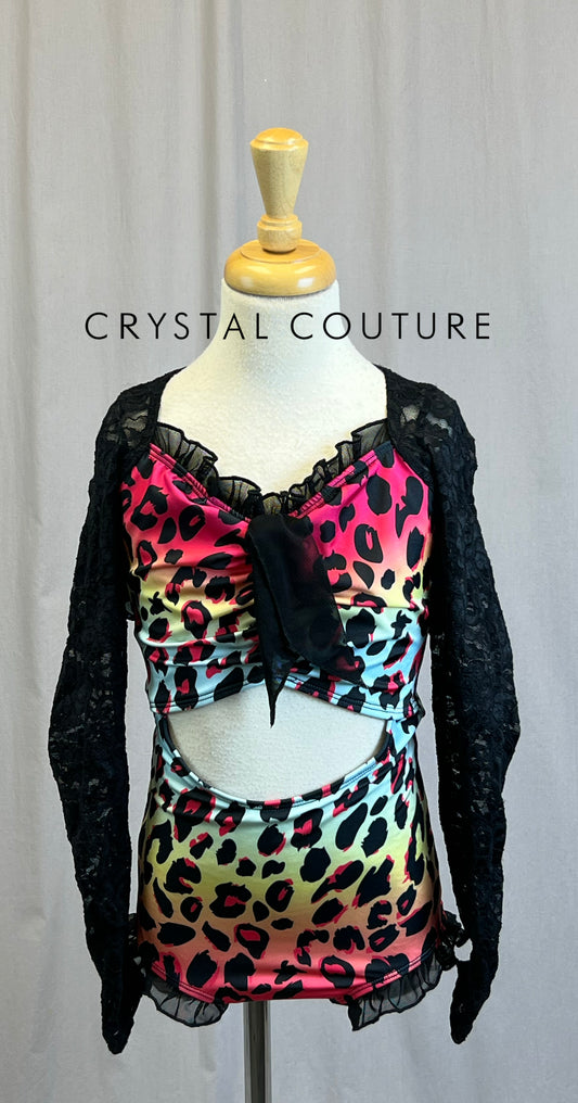 *Brand New* Black Lace and Rainbow Ombre Leotard