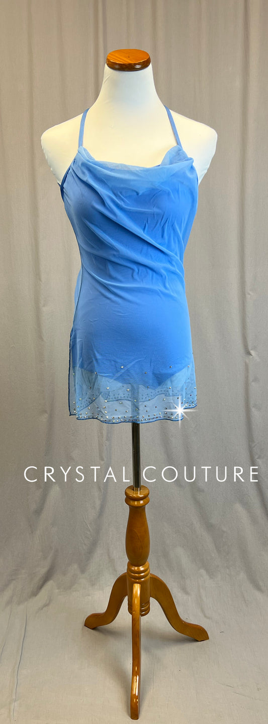 *Brand New* Periwinkle Blue Mesh Slip Dress-Rhinestones