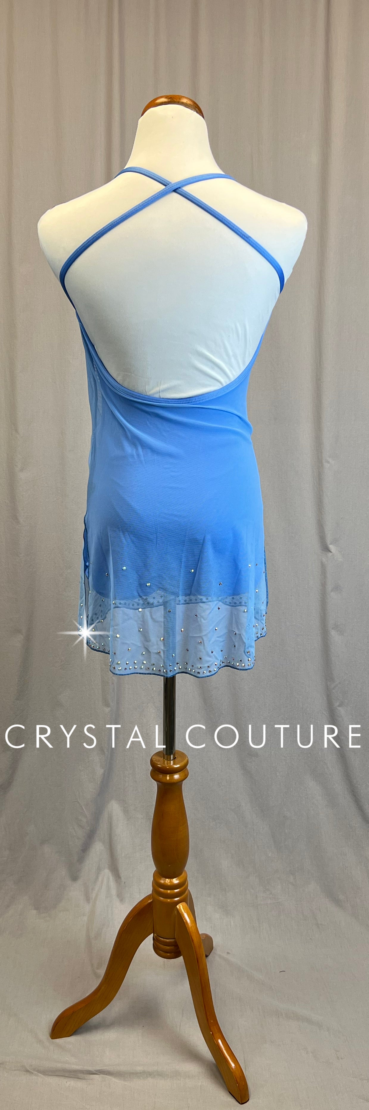 *Brand New* Periwinkle Blue Mesh Slip Dress-Rhinestones