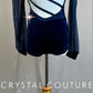 *Brand new* Navy Lycra and Velvet Puff Sleeve Leotard with Maroon Appliques -Rhinestones