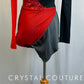 *Brand New* Black and Gray Asymmetrical Transition Biketard with Red Sequins and Half-Skirt
