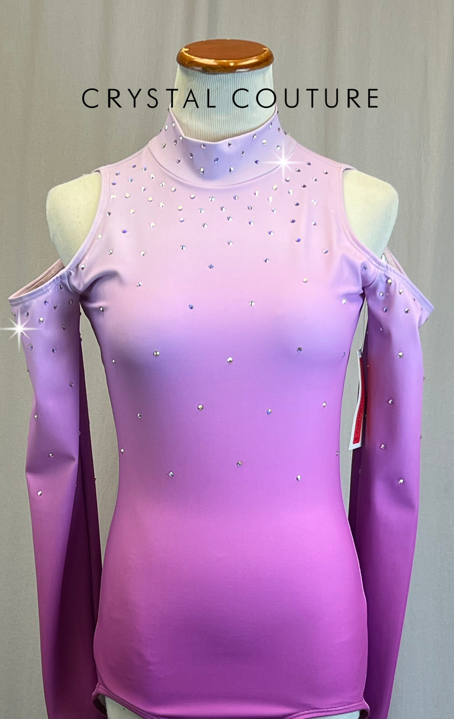 *Brand New* Pink and Purple Ombre Cold Shoulder Leotard  - Rhinestones