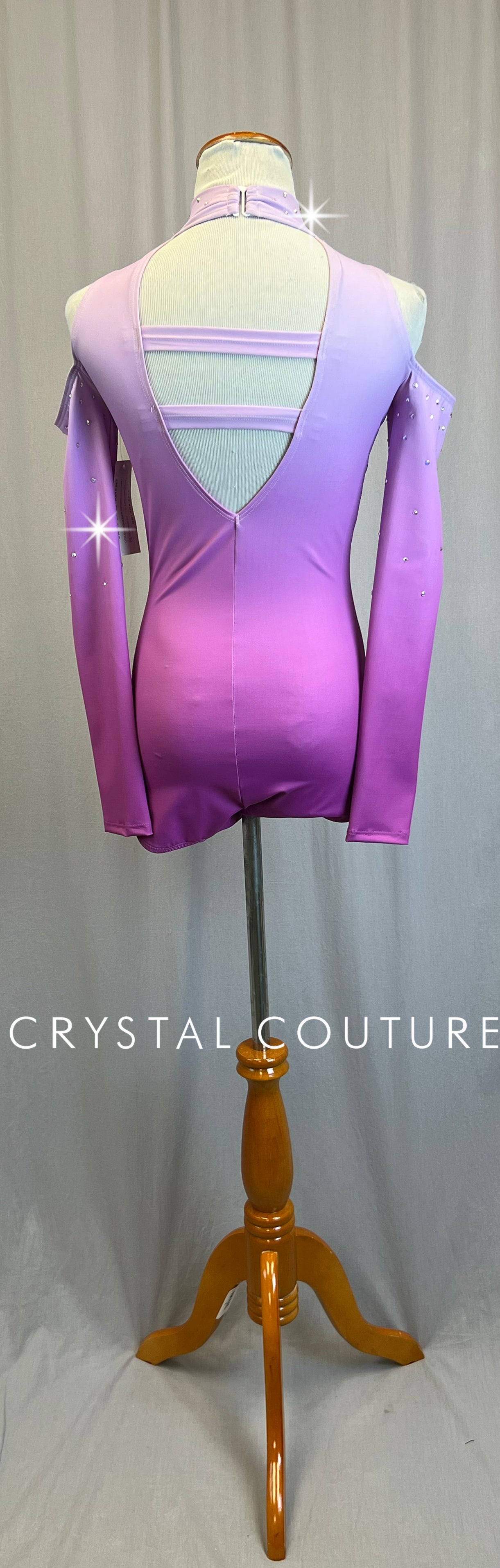 *Brand New* Pink and Purple Ombre Cold Shoulder Leotard  - Rhinestones