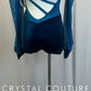 *Brand new* Teal Lycra and Velvet Puff Sleeve Leotard with Dark Teal Appliques -Rhinestones
