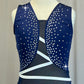 *Brand New* Navy Lycra Leotard with White Accents  - Rhinestones