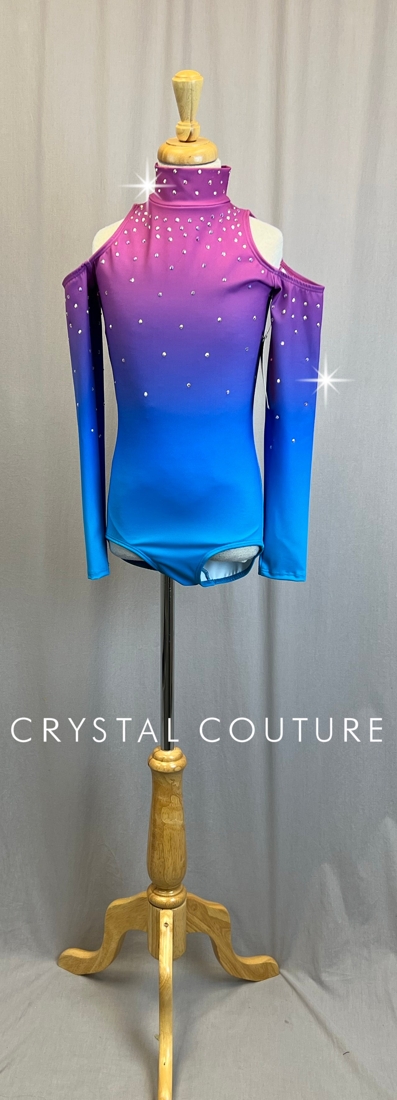*Brand New* Purple and Blue Ombre Cold Shoulder Leotard  - Rhinestones