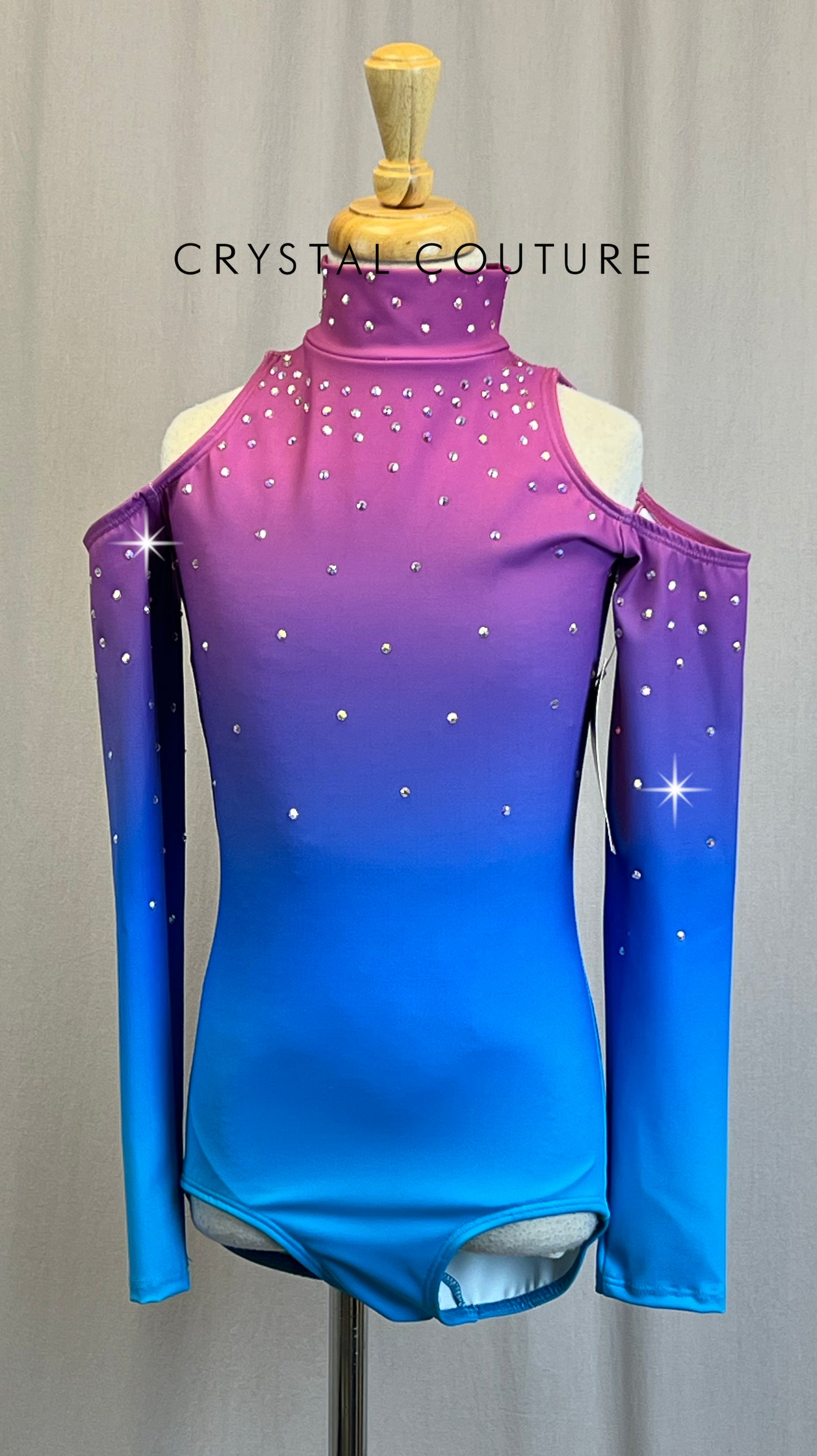 *Brand New* Purple and Blue Ombre Cold Shoulder Leotard  - Rhinestones