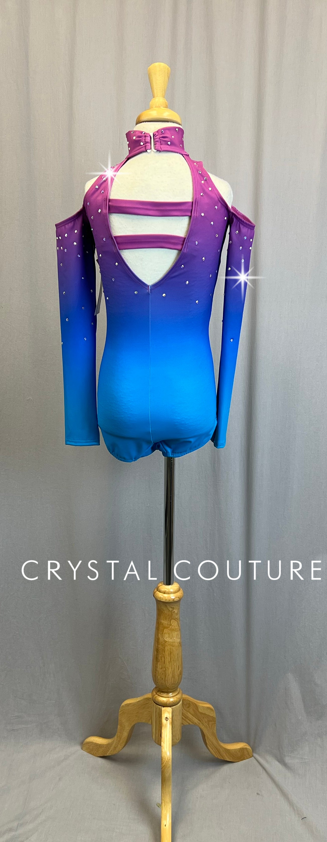 *Brand New* Purple and Blue Ombre Cold Shoulder Leotard  - Rhinestones