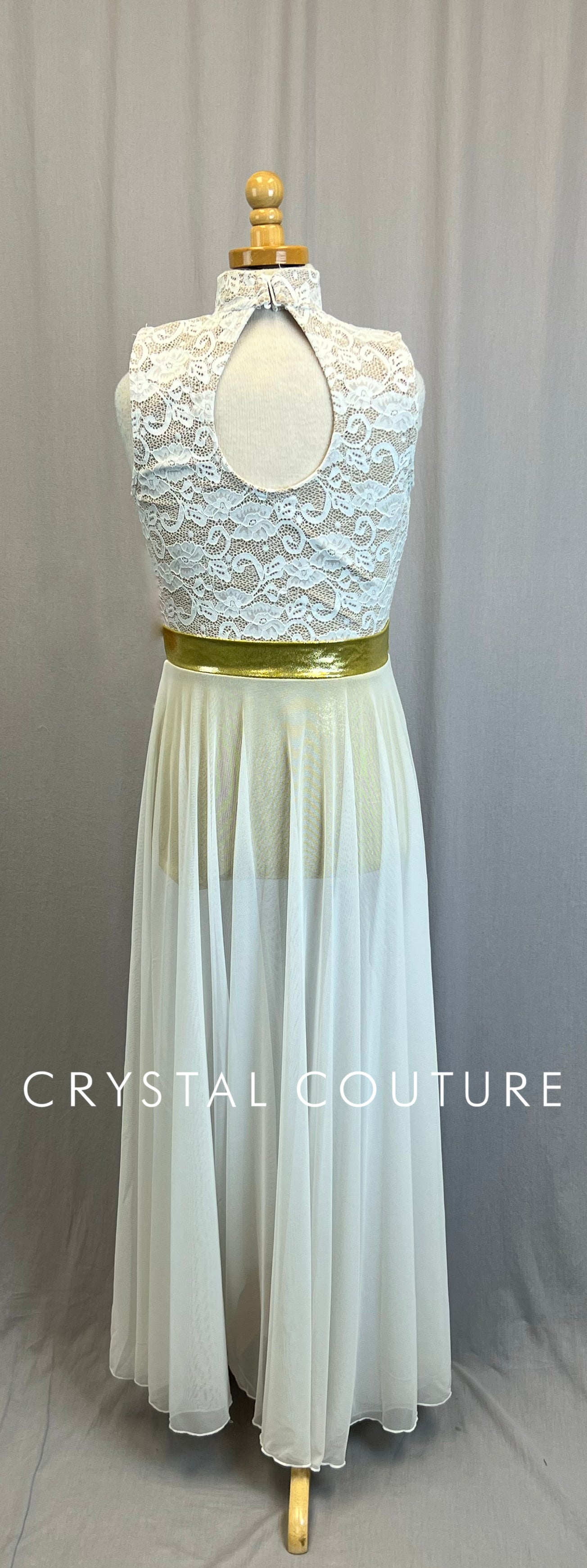 *Brand New*  White Lace with White Mesh Dress
