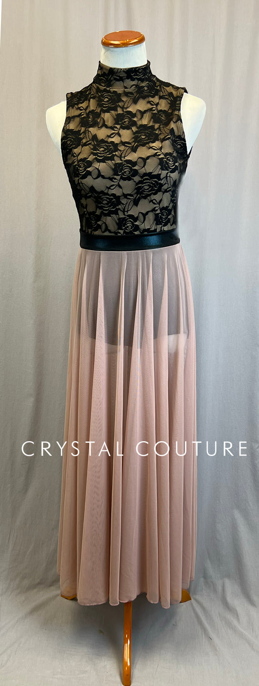 *Brand New*  Black Lace and Rose Mesh Dress