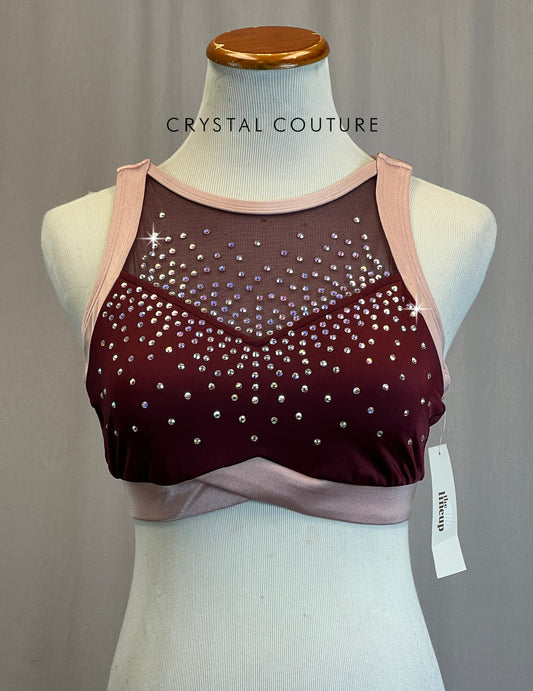 *Brand New* Dusty Pink and Burgundy Crop Top  - Rhinestones