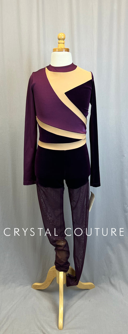 *Brand New* Plum/Purple Long Sleeve Geometric Unitard