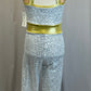 *Brand New* White Zsa-Zsa Sequin Unitard with Gold and Mesh Accents