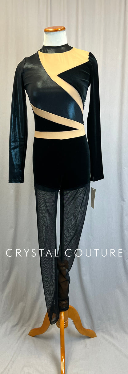 *Brand New* Black Long Sleeve Geometric Unitard
