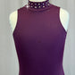 *Brand New* Purple Mock Neck Leotard with Strappy Back  - Rhinestones