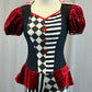 Black and White Checkered and Striped Unitard with Red Accents