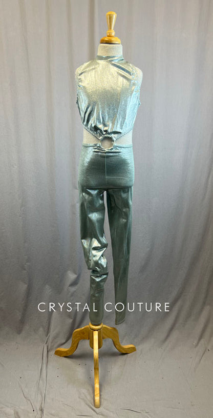 *Brand New* Silver Metallic Lycra Unitard with Cutouts