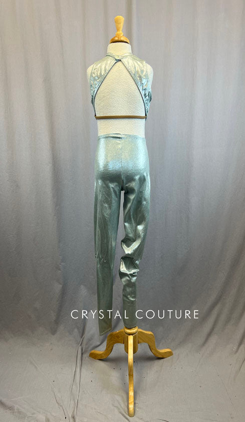 *Brand New* Silver Metallic Lycra Unitard with Cutouts