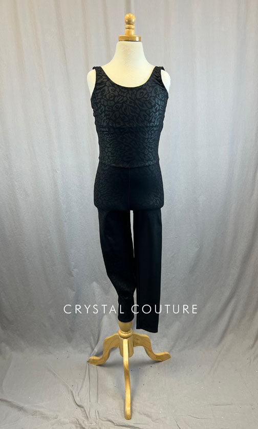 Black Shiny Cheetah Print Lycra Unitard