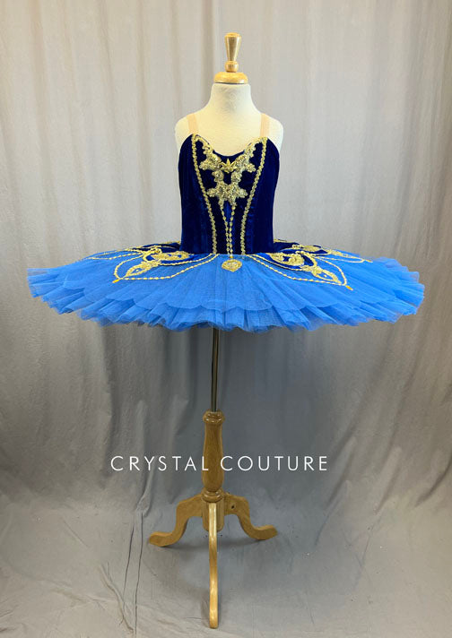 *Brand New*Custom Royal Blue Platter Tutu with Gold Accents
