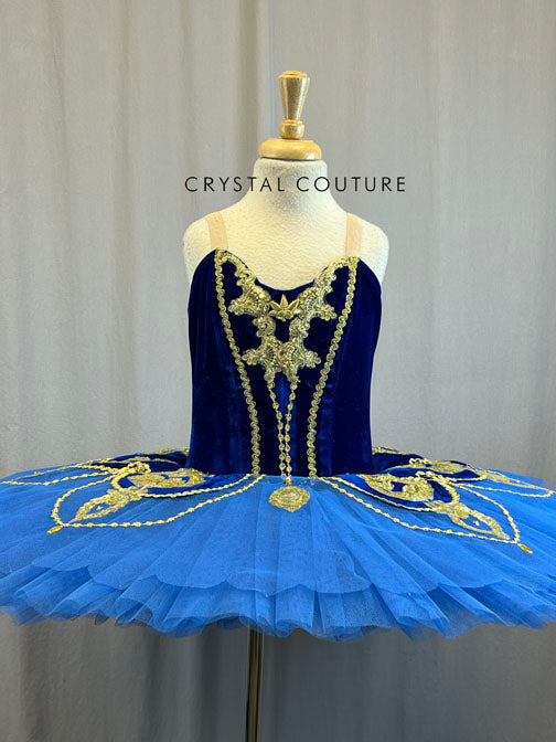 *Brand New*Custom Royal Blue Platter Tutu with Gold Accents