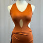 *Brand New* Burnt Orange Asymmetrical Dress with Cutouts