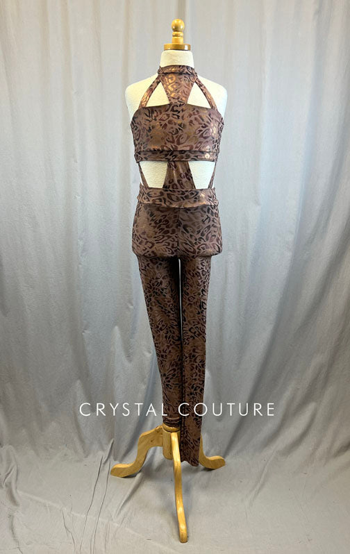 *Brand New* Mauve Metallic Cheetah Unitard with Cutouts