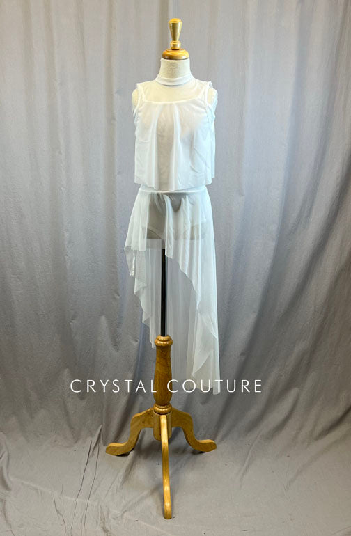 *Brand New* White Mesh Dress with Mesh Tank Overlay