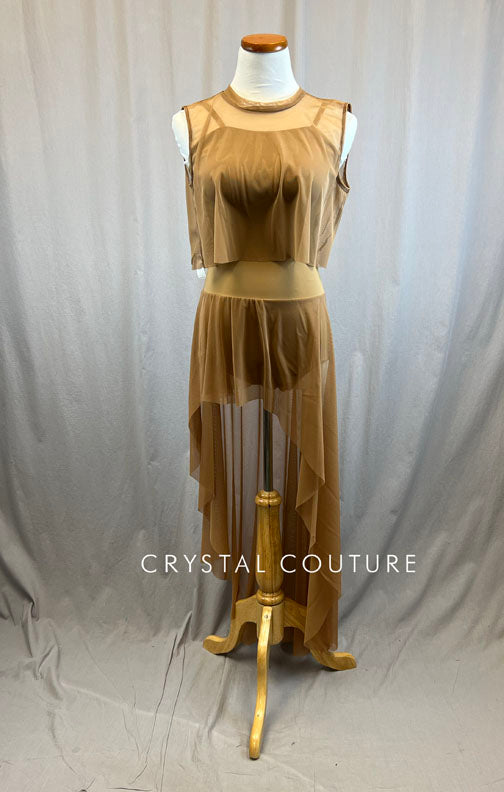 *Brand New* Tan Mesh Dress with Mesh Tank Overlay