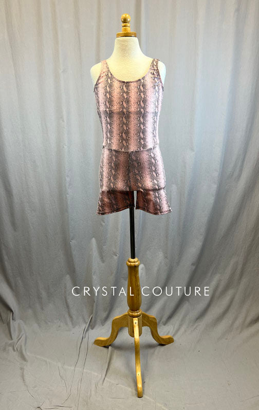 *Brand New* Light Pink Snakeskin Lycra Biketard