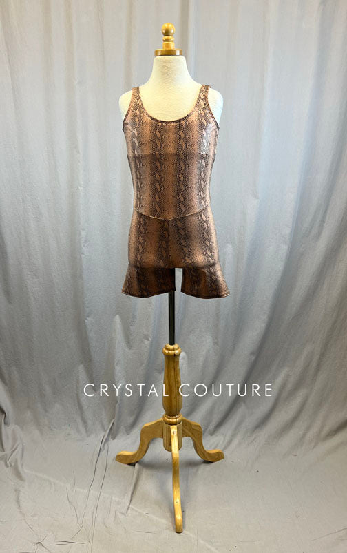 *Brand New* Tan Snakeskin Lycra Biketard
