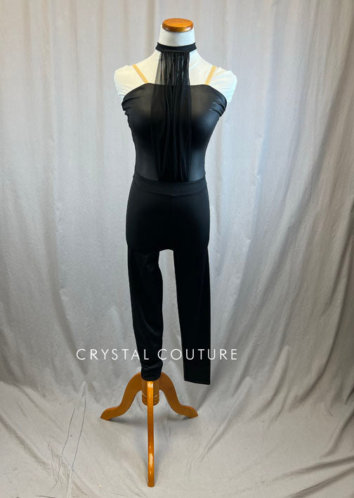 *Brand New* Black Unitard and Mesh High Neck