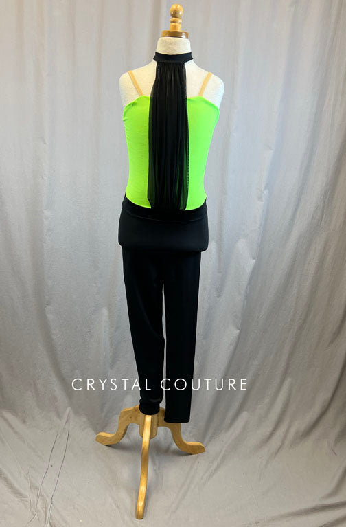 *Brand New* Lime Green and Black Unitard and Mesh High Neck