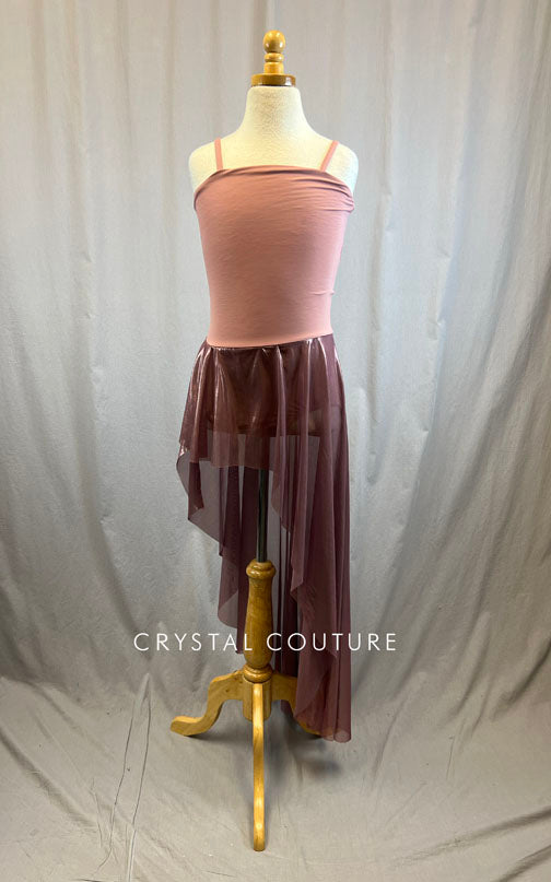 *Brand New* Mauve Pink Dress with Metallic High to Low Skirt