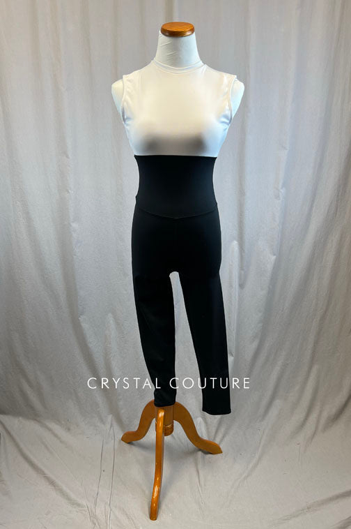*Brand New* White and Black Color block Unitard