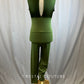 *Brand New* Olive Green Satin and Lycra Colorblock Unitard