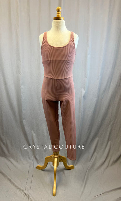 *Brand New* Blush Pink Ribbed Lycra Unitard