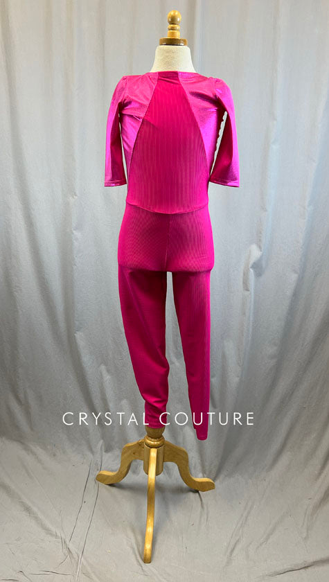 *Brand New* Hot Pink Metallic and Ribbed Unitard