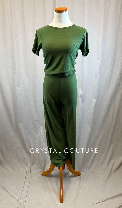 *Brand New* Olive Green Blousy T-Shirt Unitard with Jogger Pants