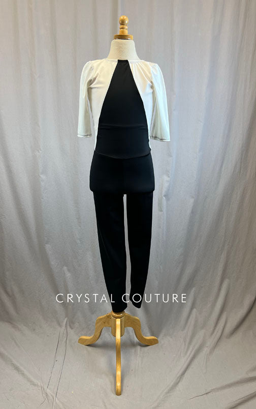 *Brand New* Black and White Colorblock Quarter Sleeve Unitard