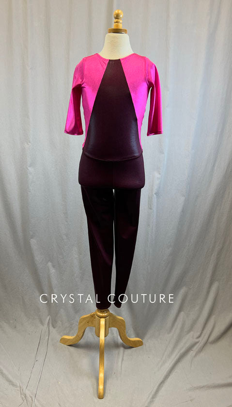 *Brand New* Hot Pink and Burgundy Metallic Unitard