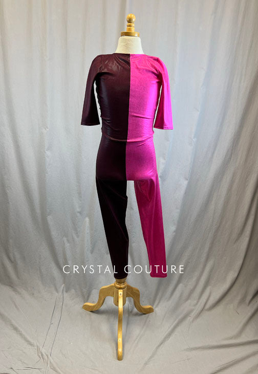 *Brand New* Hot Pink and Burgundy Metallic Unitard