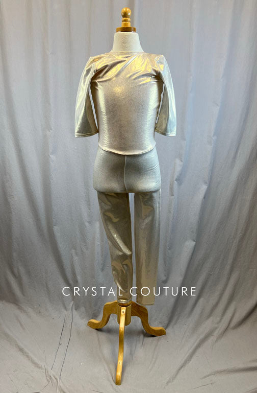 *Brand New* Ivory Metallic Lycra Unitard