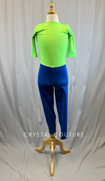 *Brand New* Lime Green and Blue Lycra Unitard