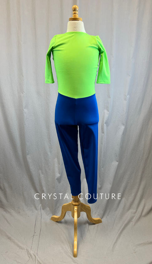 *Brand New* Lime Green and Blue Lycra Unitard