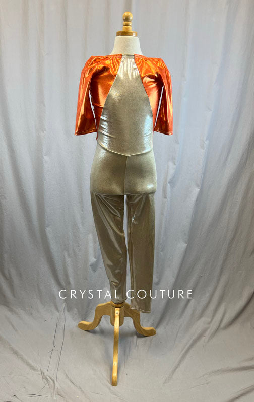 *Brand New* Orange and Ivory Metallic Unitard