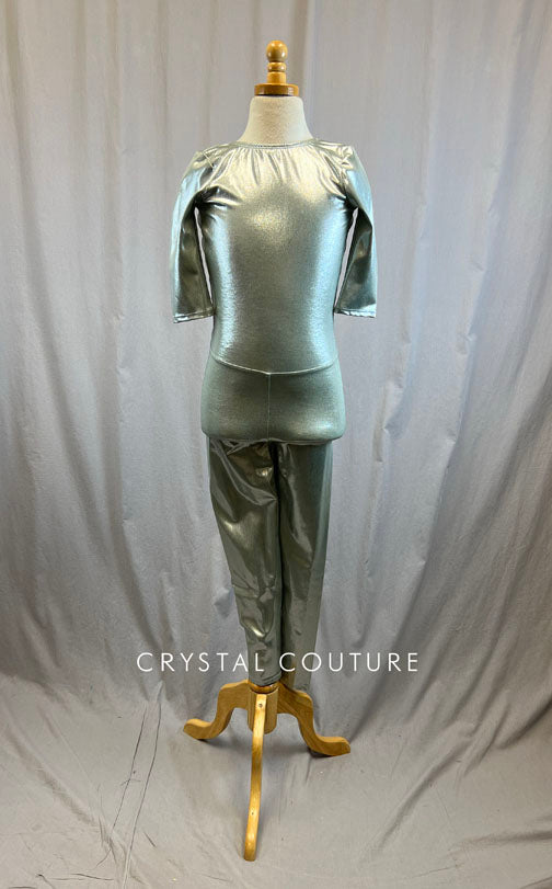 *Brand New* Silver Metallic Lycra Unitard