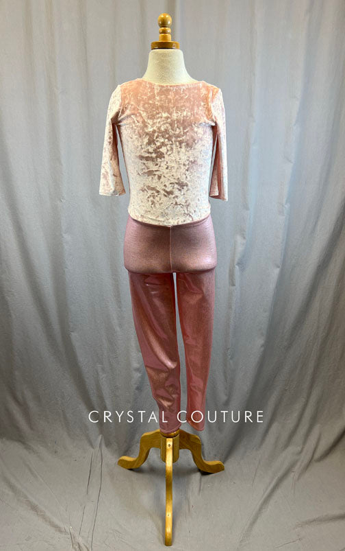 *Brand New* Baby Pink Velvet and Metallic Unitard
