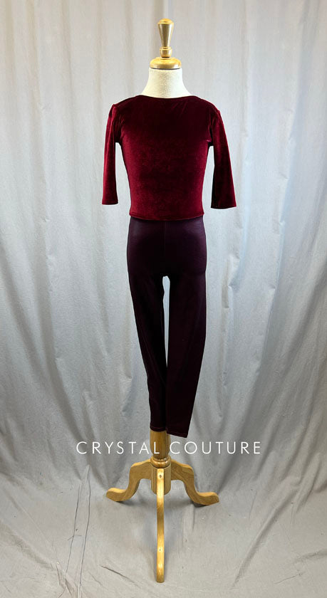 *Brand New* Maroon Velvet and Metallic Unitard